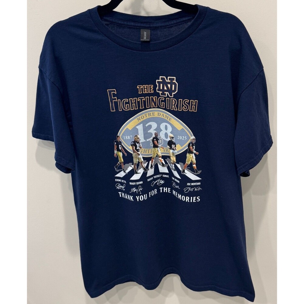 NOTRE DAME FOOTBALL LEGENDS MONTANA BETTIS BROWN ROCKET T-SHIRT MEN'S LARGE